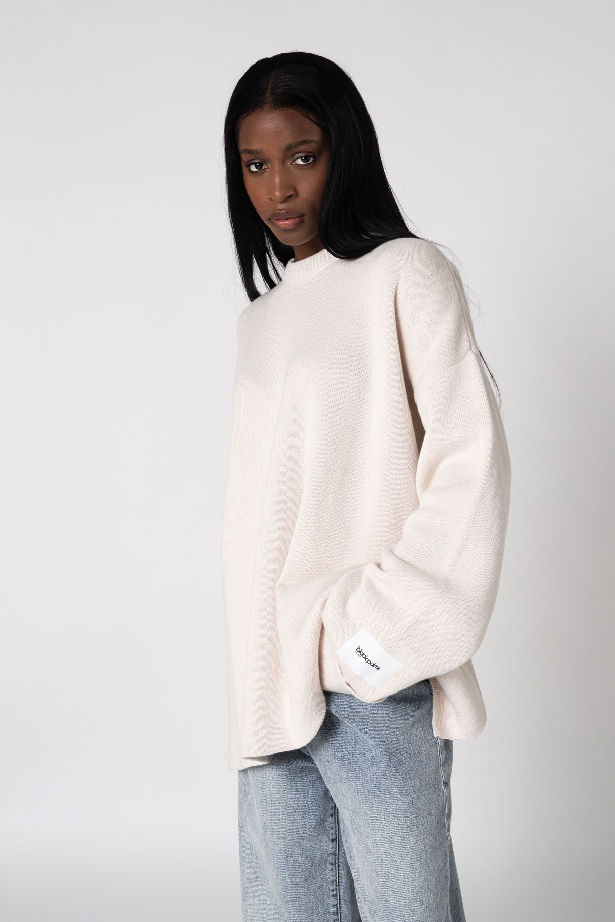 KAYLA Sweater Cream – black palms the label EN