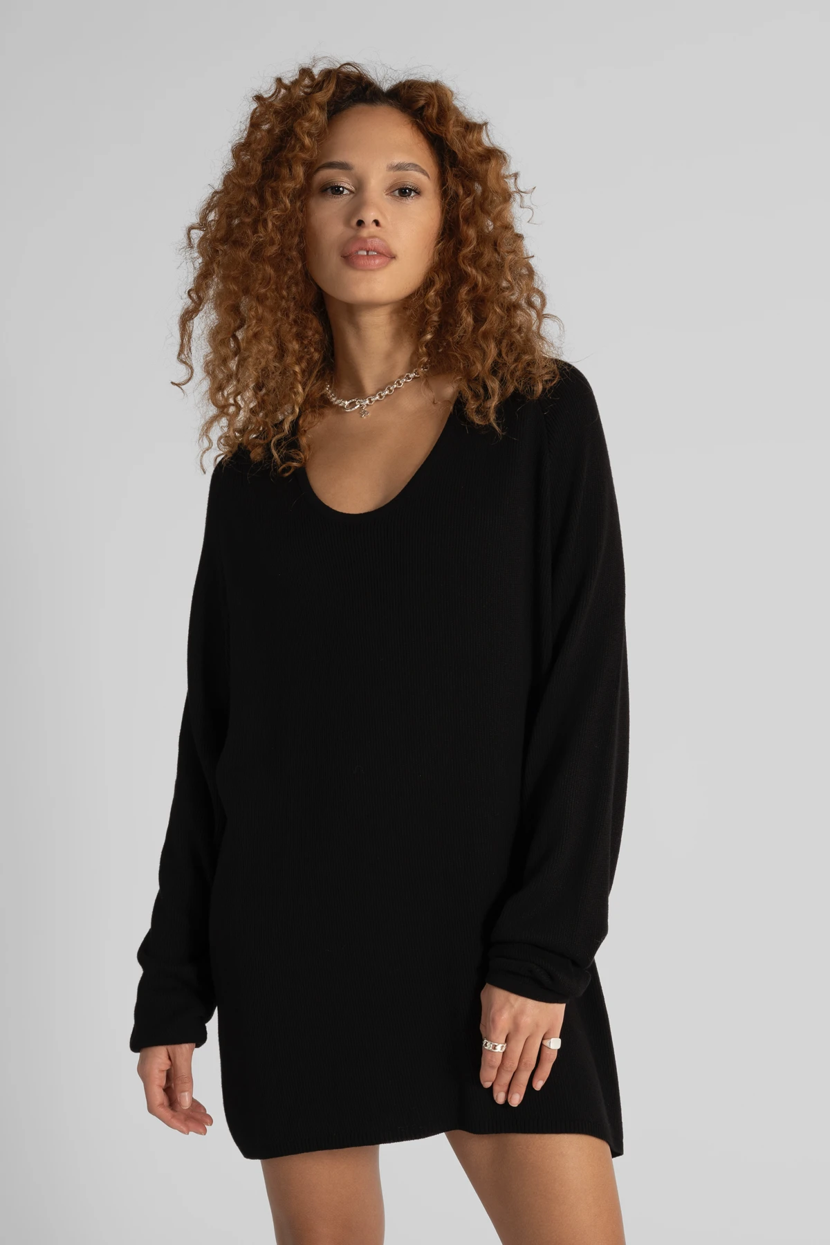DELFINA Shirt Dress Black