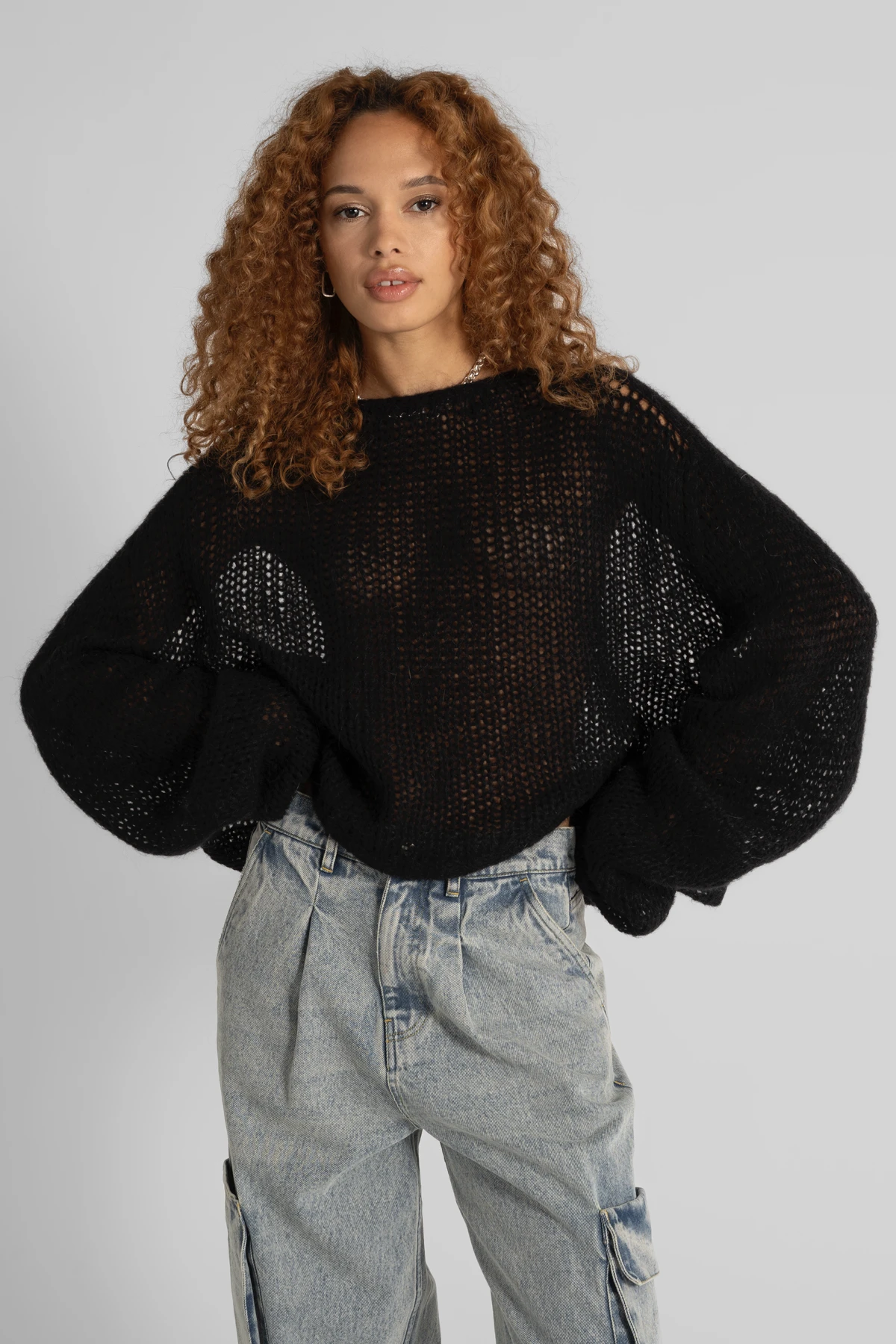 STEPHL Cropped Sweater Black