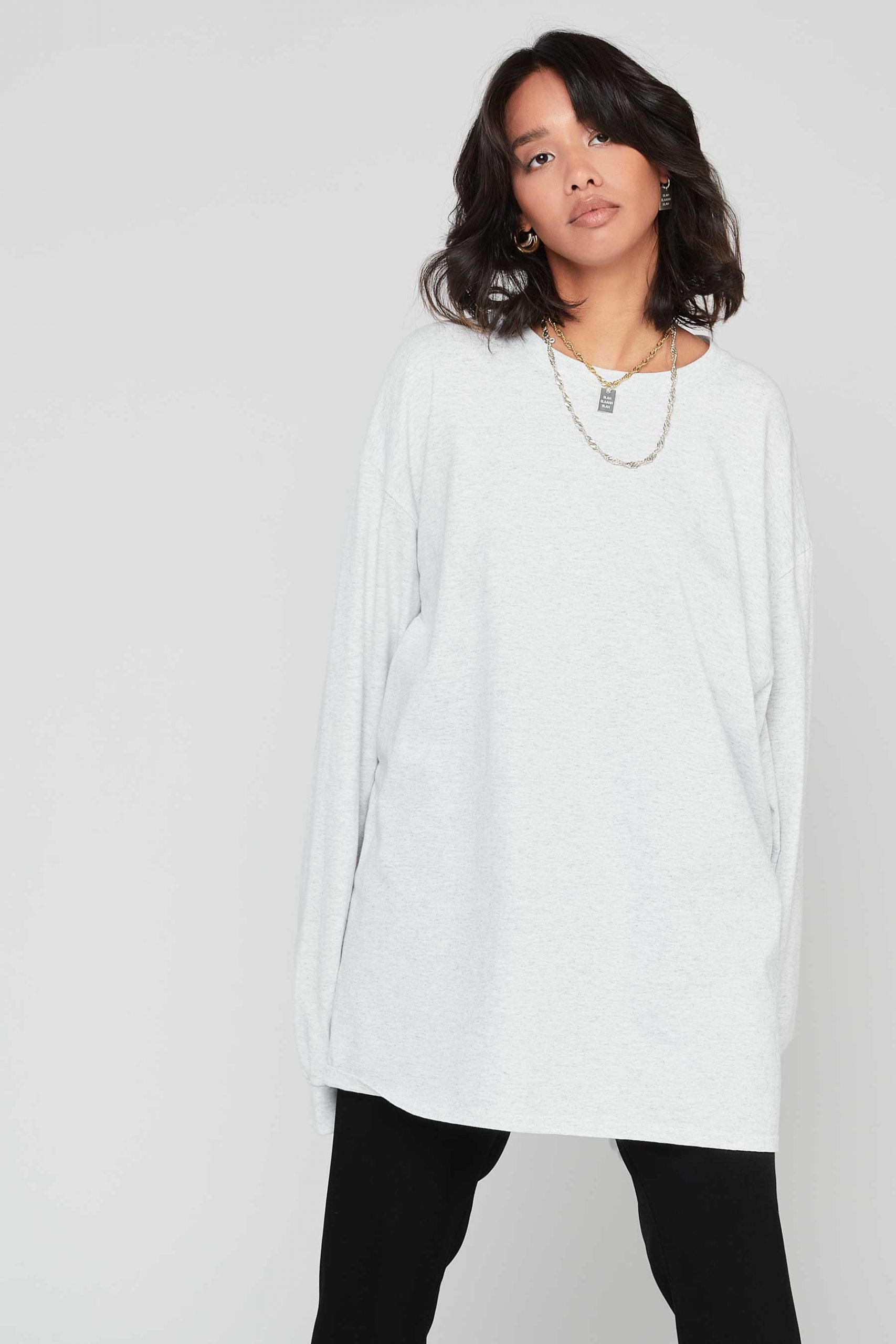 OBVIOUSLY OVERSIZED Long Tee Grey
